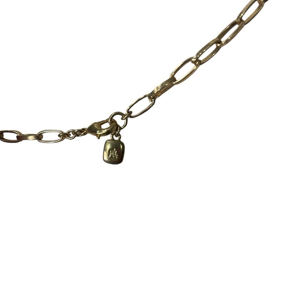 Ralph Lauren Gold Tone 18” Drop Boho Trendy Chain Link Turquoise Necklace - Picture 6 of 10